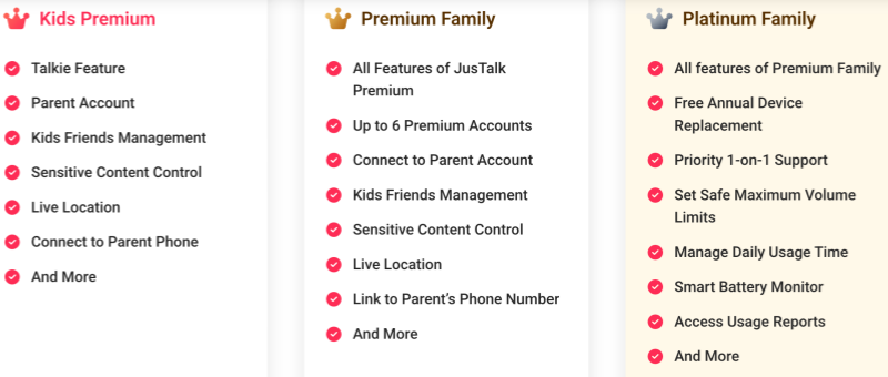 JusTalk Kids & Family Features